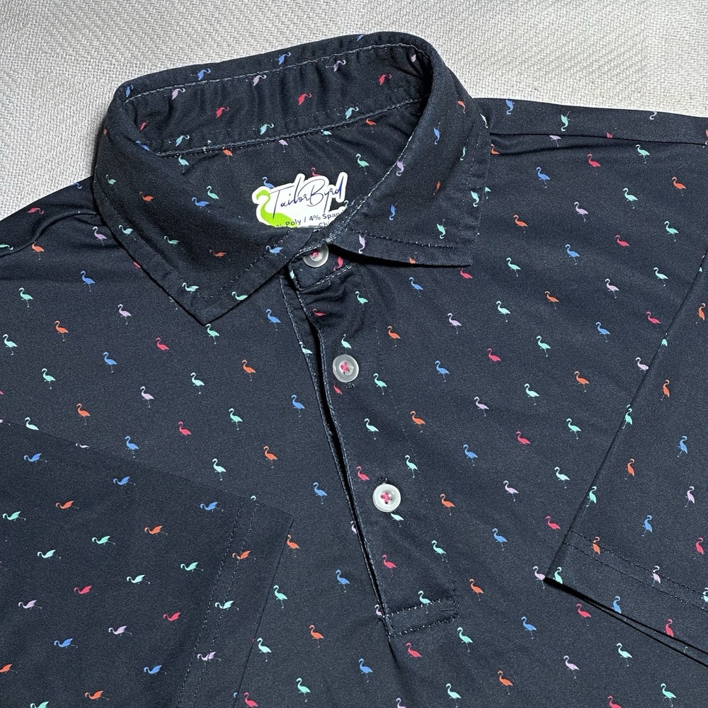 TailorByrd Mens Medium Golf Polo Performance Jersey Monogram Logo Multicolor